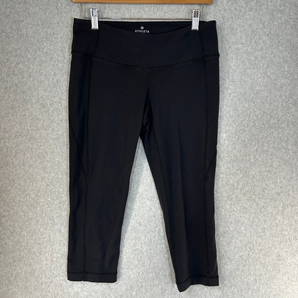 Athleta Size Medium Black Cropped Leggings Capri Workout Yoga Running Activewear